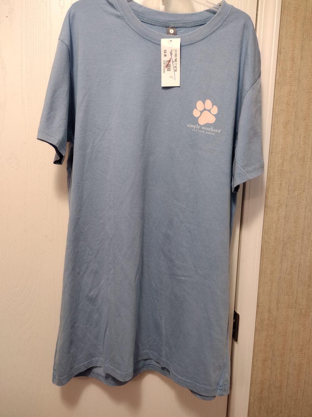 Simply Southern Pale Blue Tee with Pink Paw